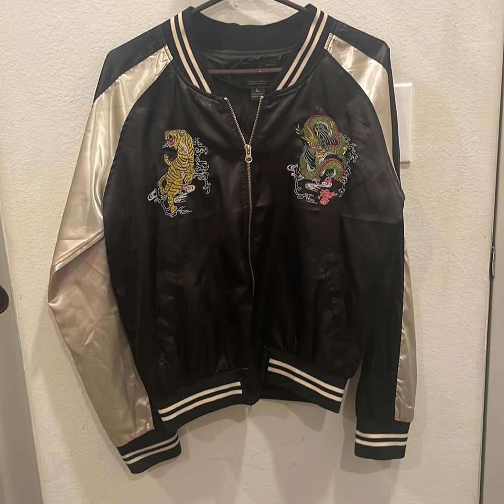 Red Fox black and ivory tiger dragon jacket